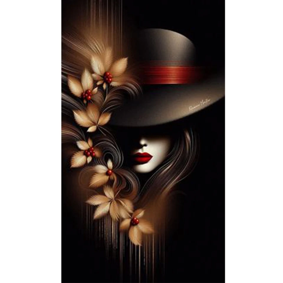 

New Elegant Lady Wearing Hat DIY 5D Diamond Painting New 2026 Mosaic Embroidery Jewelry Stone Home Wall Decoration