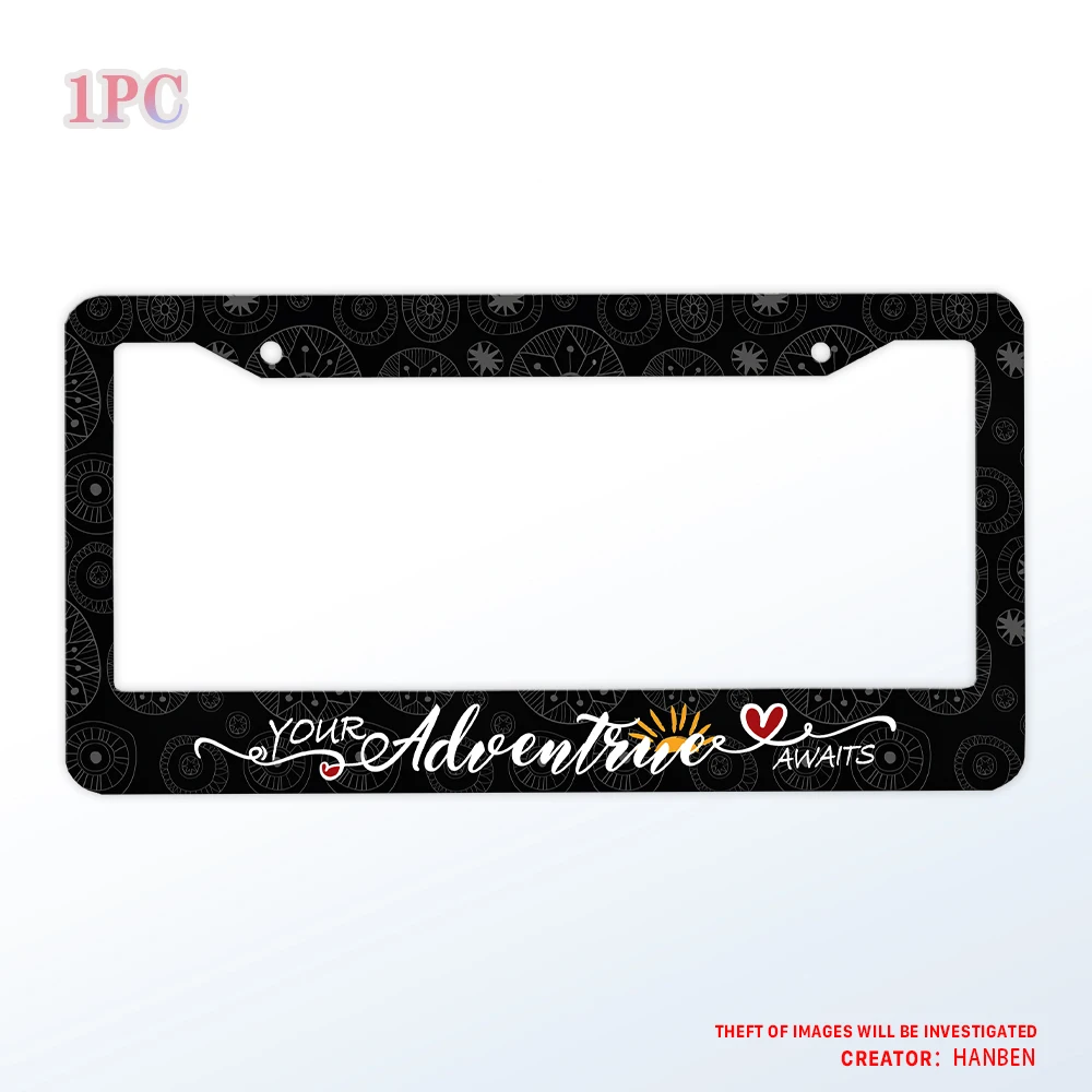 

Black matte creative license plate frame, YOU ADVENTURE AWAITS license plate frame,Suitable for American vehicles 12x6 inch