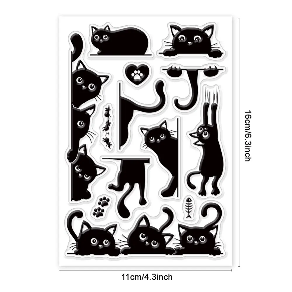 Zwarte Kat Clear Stempels voor DIY Scrapbooking Kat Grens Siliconen Stempel Zeehonden Transparante Stempels voor Kaarten Maken Fotoalbum