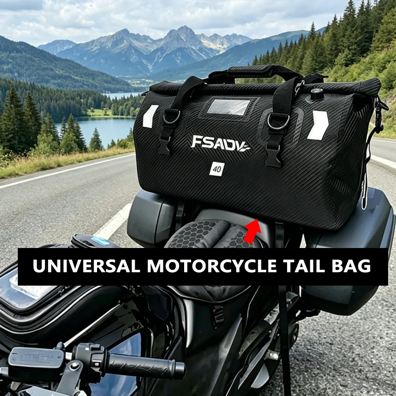 

FASDV 40/66L Motorbike Carbon Black Luggage Backpack Motorcycle Seat Bag Waterproof TailBag Travel Outdoor Luggage Bag