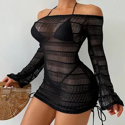 Sexy Bathing Suit Cover up Womens Long Sleeved Sundress Beach Bikini Cover Ups Swimming Wear Summer Hollow Beach Swimwears