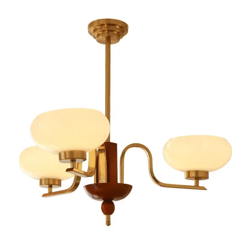 Cream wind medium ancient teak color chandelier modern American French full spectrum glass study bedroom dining room living