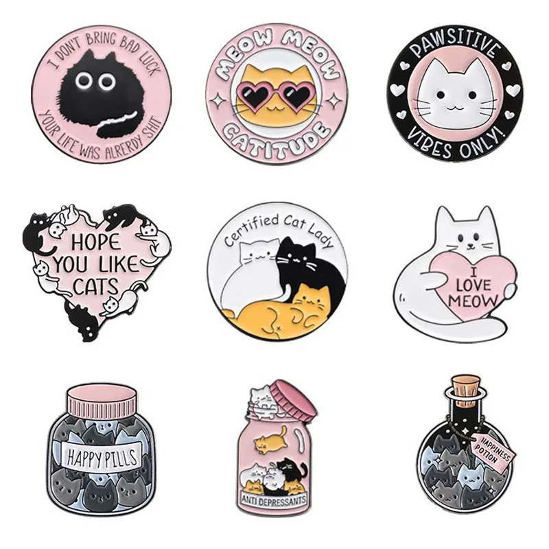 Certified Cat Lady Enamel Pin Hope You Like Cats Cute Kitten Animal Brooches Lapel Badge Cartoon Jewelry Gifts For Kids Friends