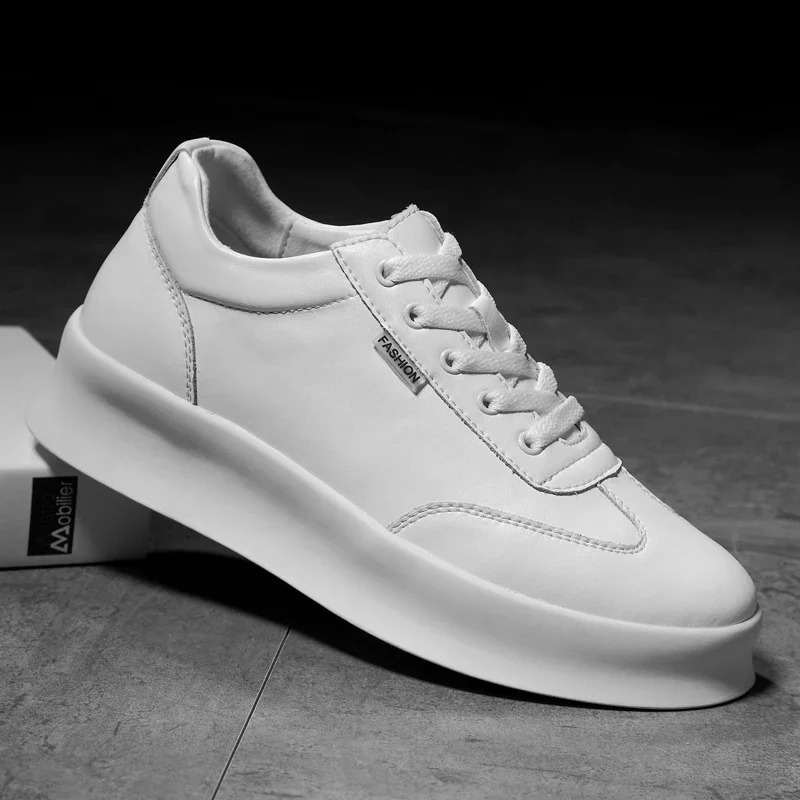 2026 Men Fashion White Sneakers Height Increasing 8cm Hidden Heel Male Thick Sole Board Shoes Trainers Plus Size 37-44 Sneakers