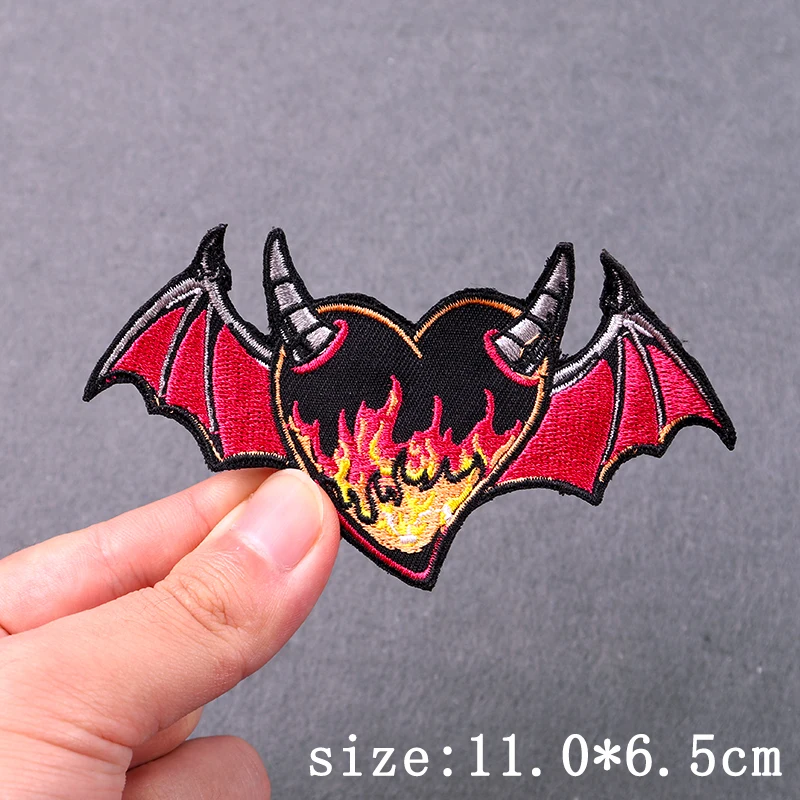 Punk Embroidered Patches For Clothing Demon Devil Patch Iron On Patches For Clothes Hip Hop Sewing/Fusible Patch Stickers Badges