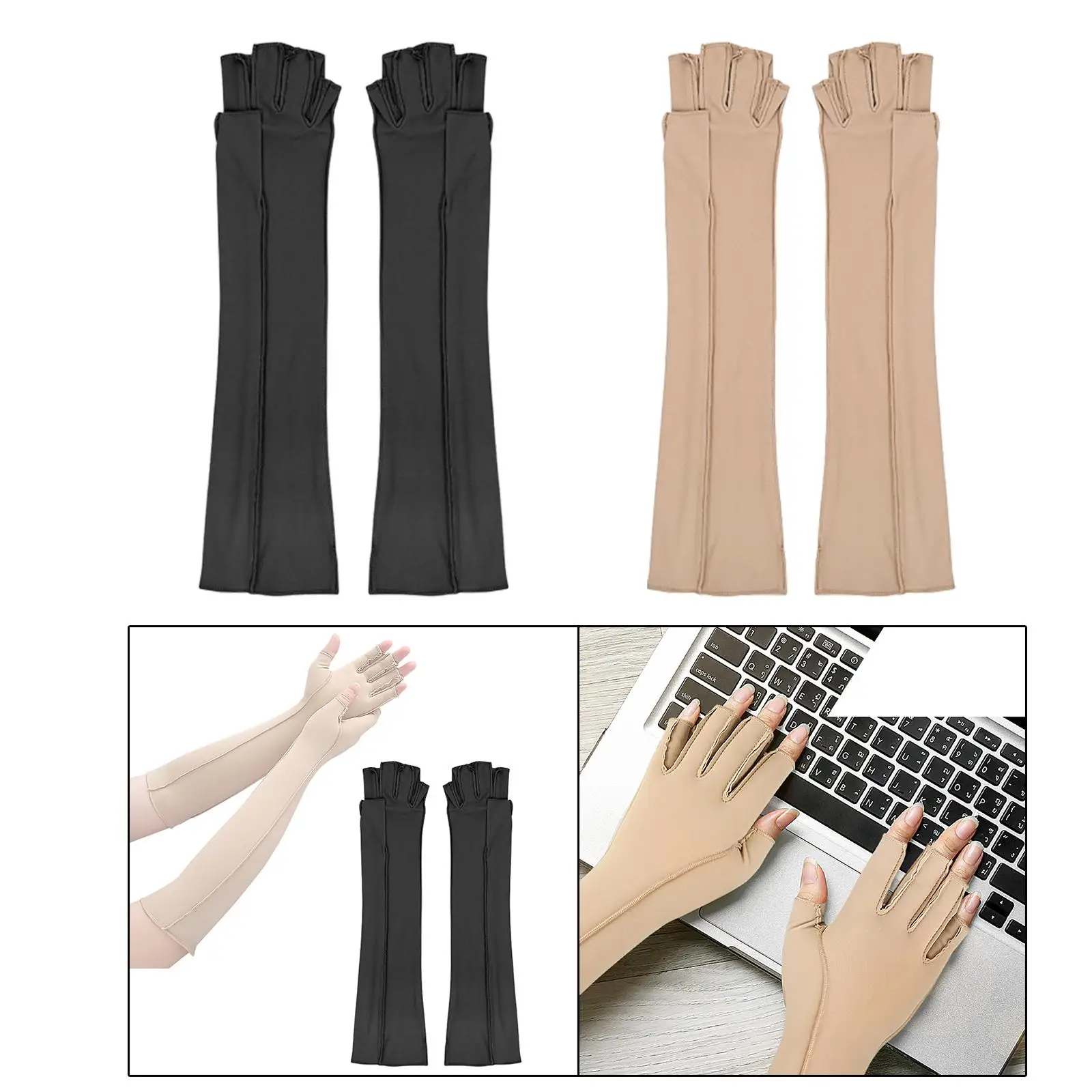 Long Compression Gloves Gaming Gloves Cycling Gloves Fingerless Gloves for