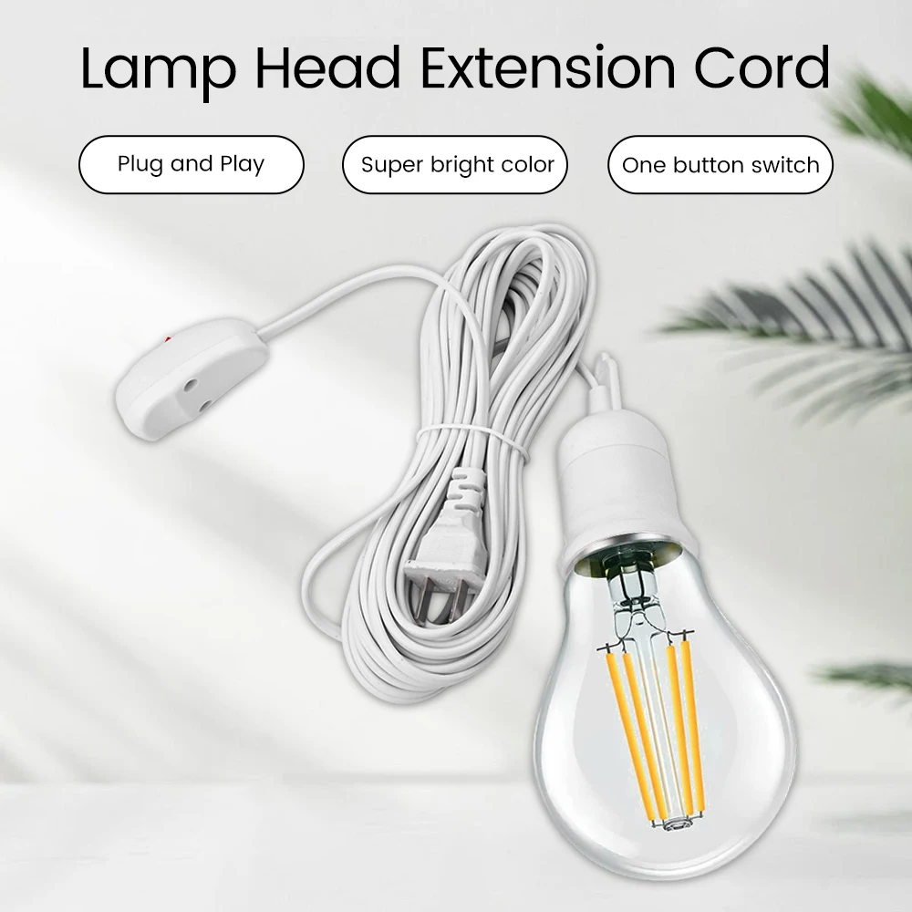 110-220V 10A E27 Screw Lamp Holder With Switch 3/5/8/10m Pure Copper Wire Core Extension Cord Bulb Socket Adapter
