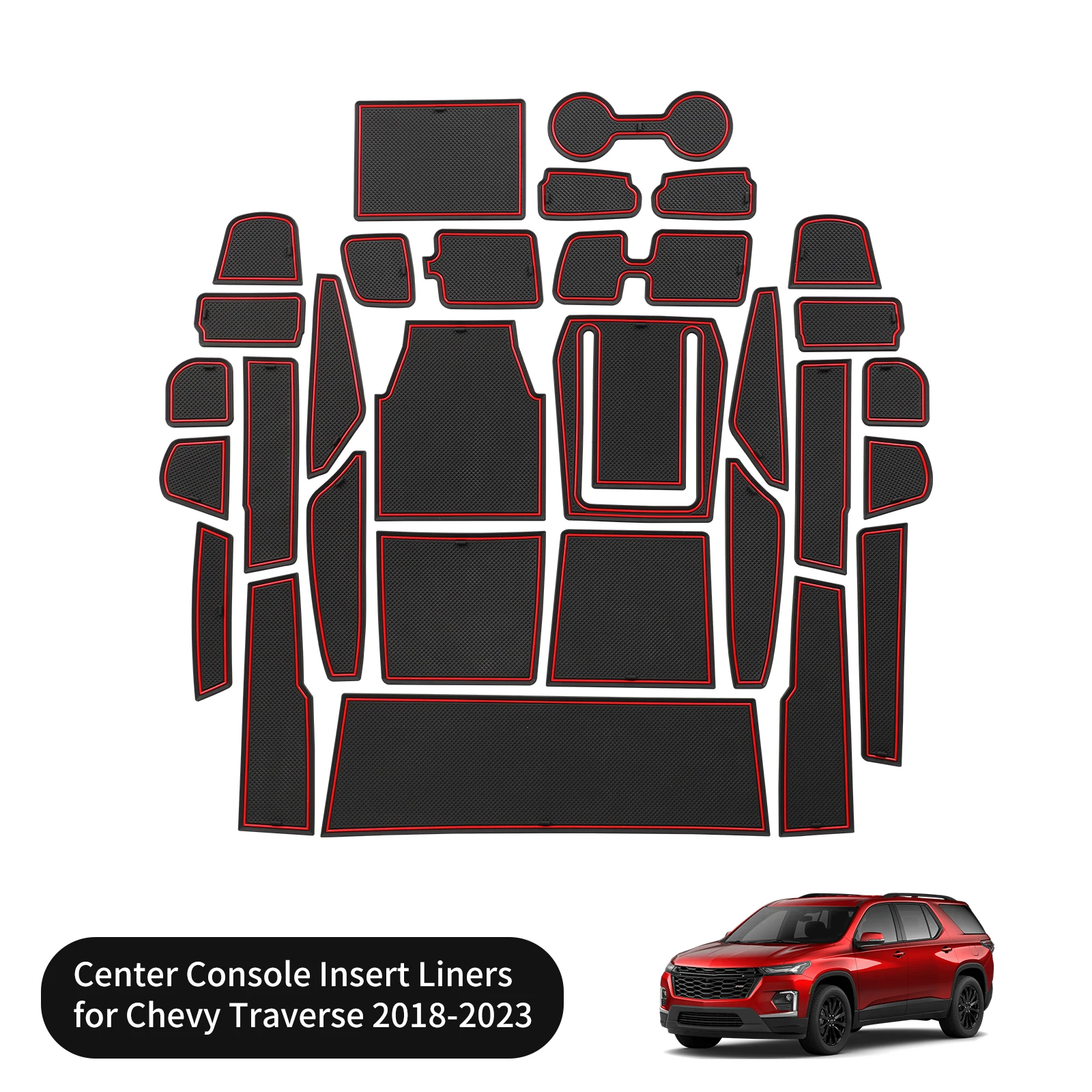 for Chevy Chevrolet Traverse 2018-2023 Anti-Slip Gate Slot Mat PVC Center Liners Rubber Door Groove Pad Non-slip Mats Accessory