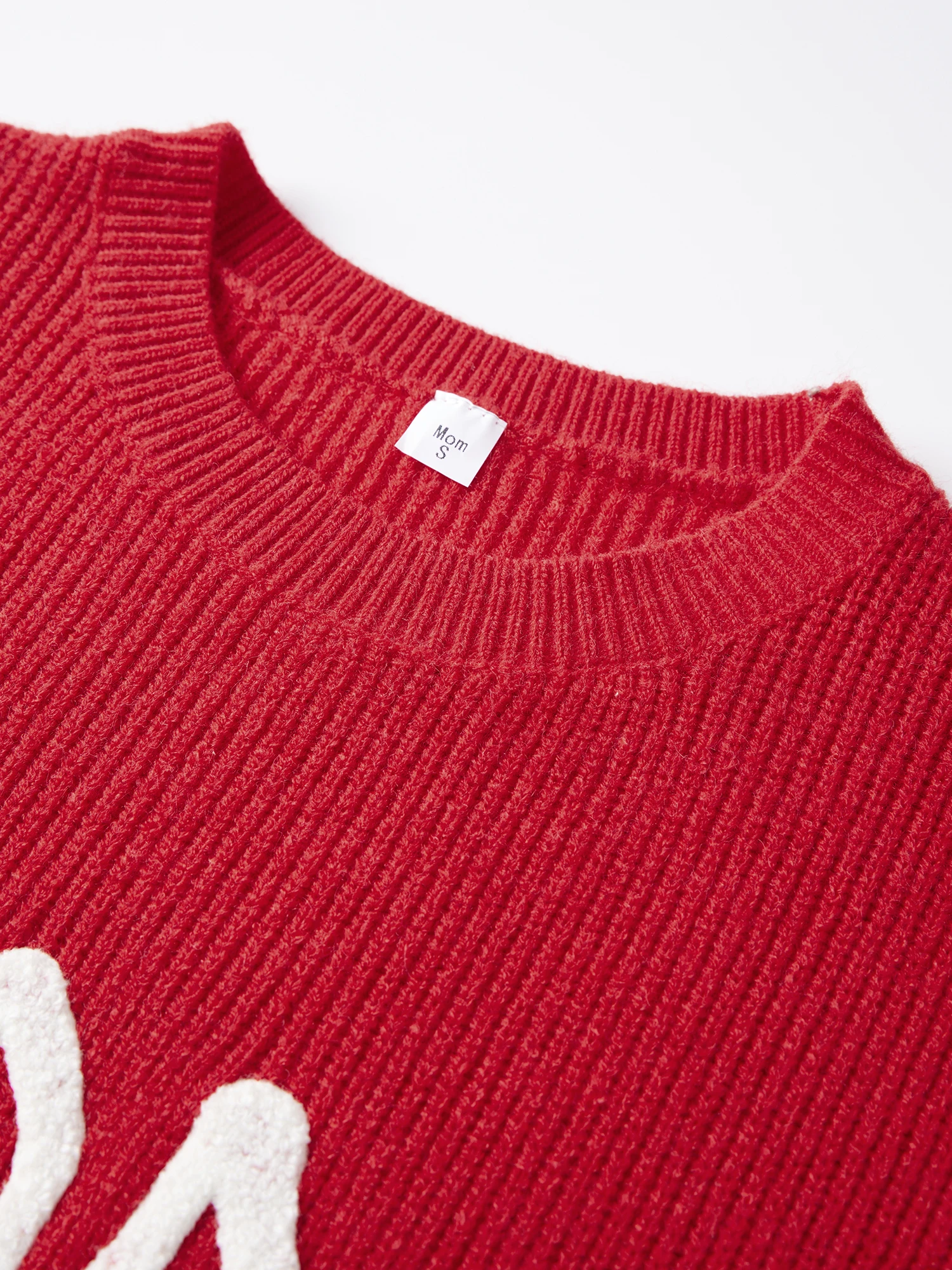 سترة متطابقة للأم والابنة مطرزة برقبة دائرية وأكمام طويلة للنساء والفتيات والأطفال الصغار