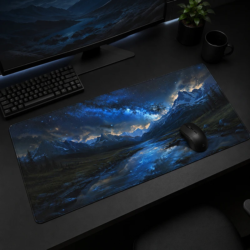 Mouse Pad Gaming Blue Moonlit Mountain River printon demand Custom New Mousepad XXL Mouse Mat Desk Mats Soft Office Mouse Mats