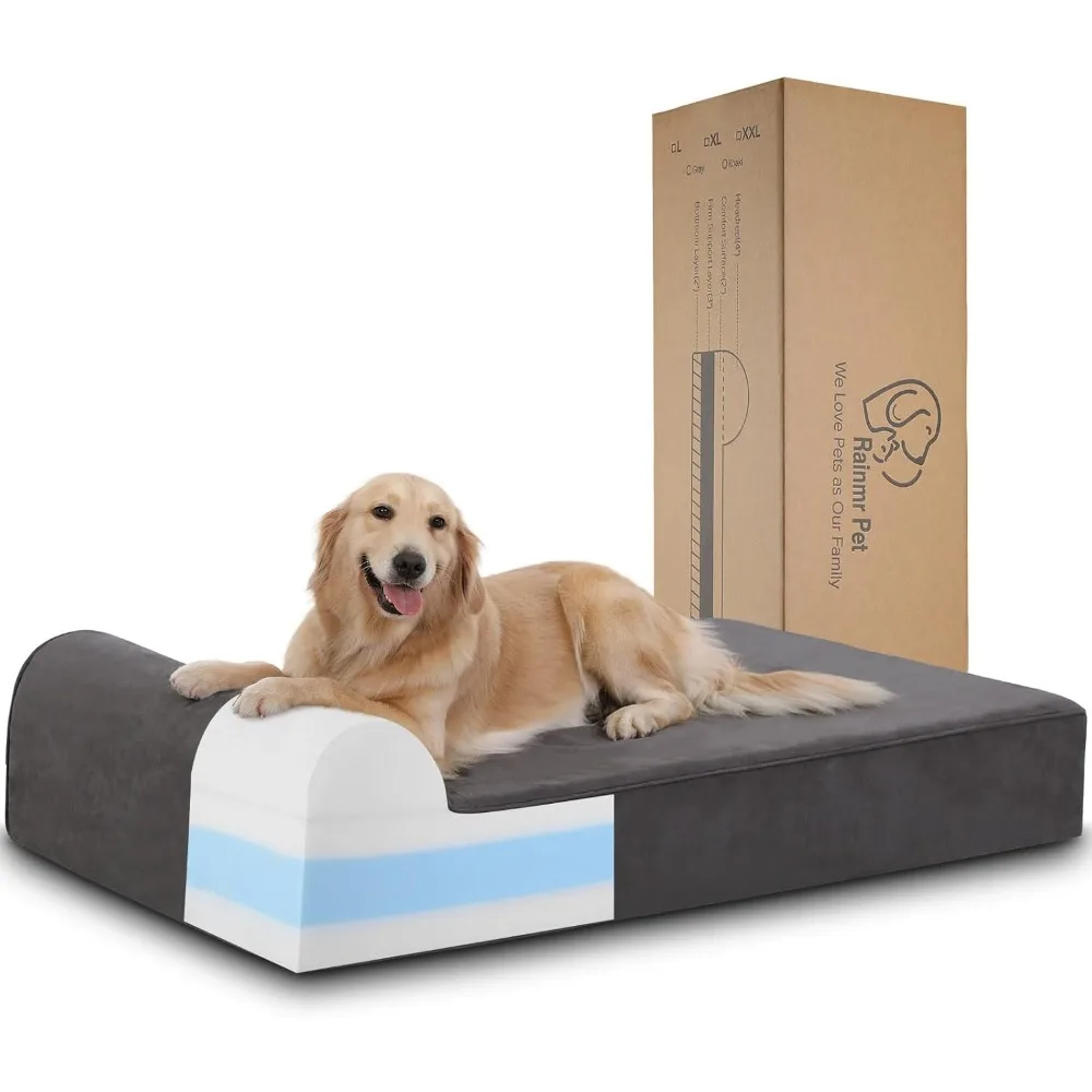 

7 Inch Orthopedic Dog Bed for Large Dogs - Chew-Resistant & Washable Microsuede Cover/Waterproof Inner Case - with 4 Inch