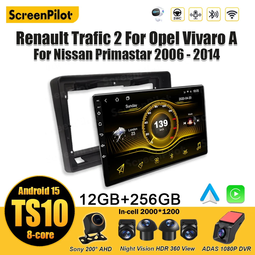 

For Renault Trafic 2 For Opel Vivaro A For Nissan Primastar 2006 2007-2014 Multimedia Video Android 15 Player Carplay Bluetooth