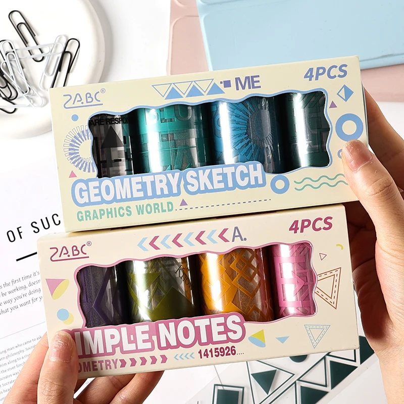4 рулона акварельных геометрических узоров, набор лент, декоративная малярная лента «сделай сам», упаковка, наклейки для скрапбукинга, принадлежности для ведения журналов