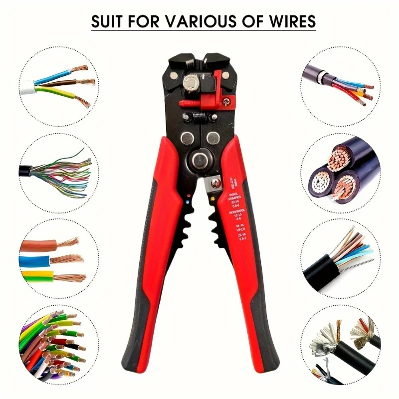 1pc 24-10AWG Wire Stripper - Multi-Function Quick Peel & Cut Cable Crimping Tool with Non-Slip Grip for Home Improvement