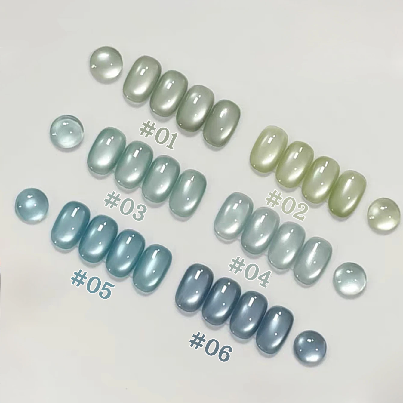 

ZH 12ML 1-6Pcs Ice Clear Green Glass Bead Cat's Eye Gel Nail Polish Blue Nails Green Nails Nail Stuff Summer Nails