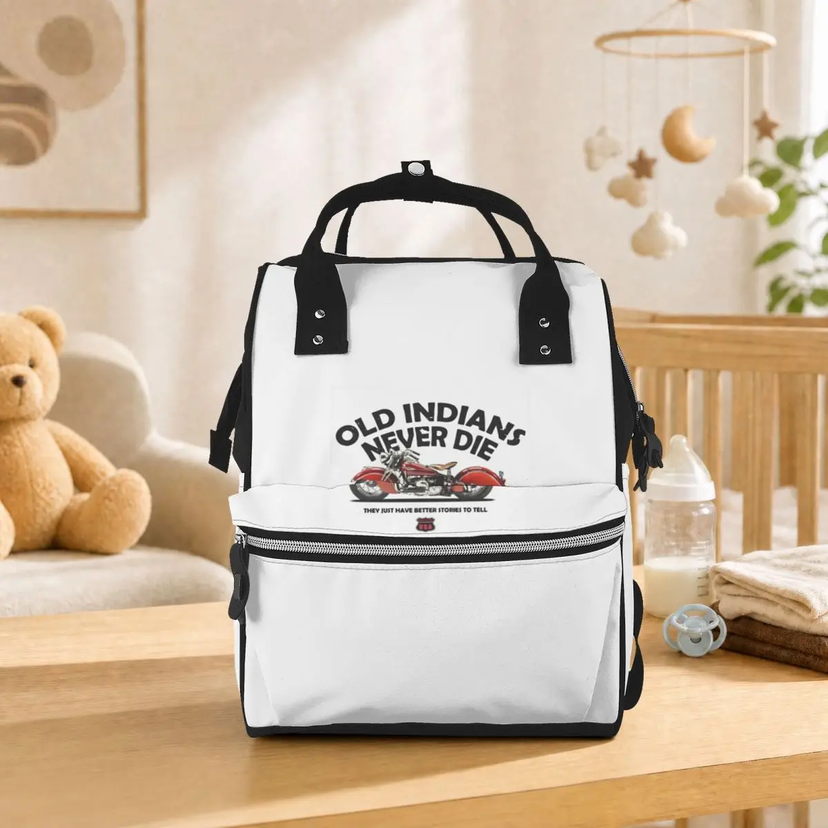 Motorcycle Motor Old Indians Never Die Student Backpack School Bag Hiking Travel Daypack for Men Women Bookbag Shoulder Bags