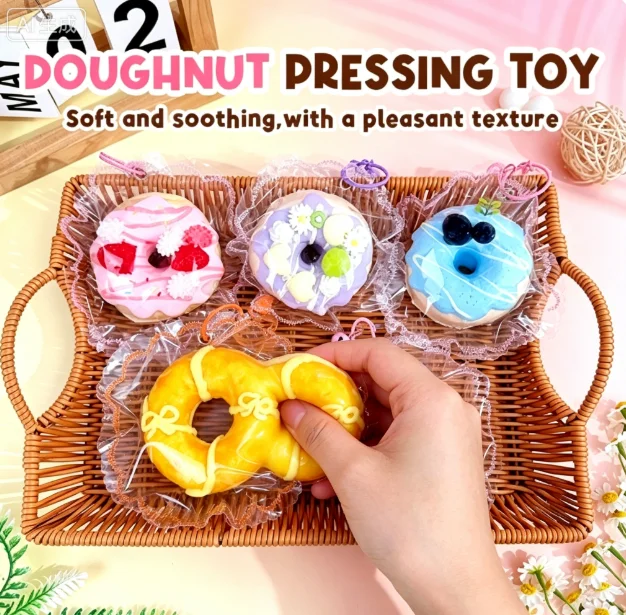 Donut Series Squishy Handmade Stress Balls Crunchy and Soft Cake Food Press Creative Stress Relief Slow-bouncing Relaxation Sens