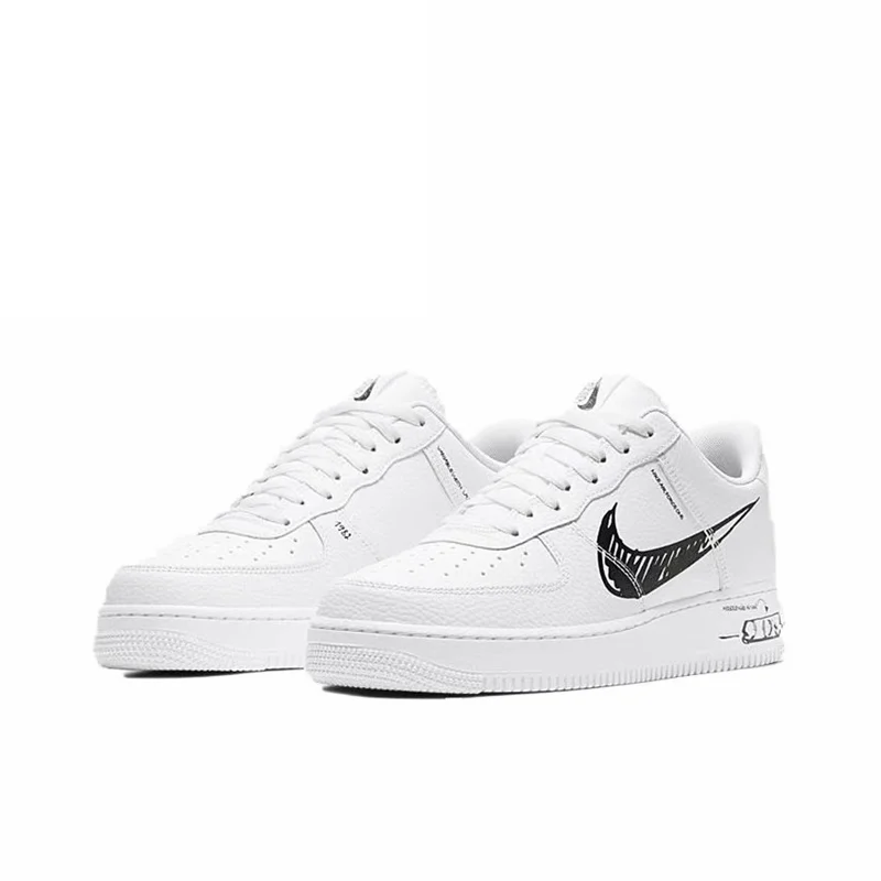 Nike Air Force 1 Sketch White Black Hare Space Men Woman Skateboarding Shoes Classics Non-slip Af1 Running Sneakers FV3654-111