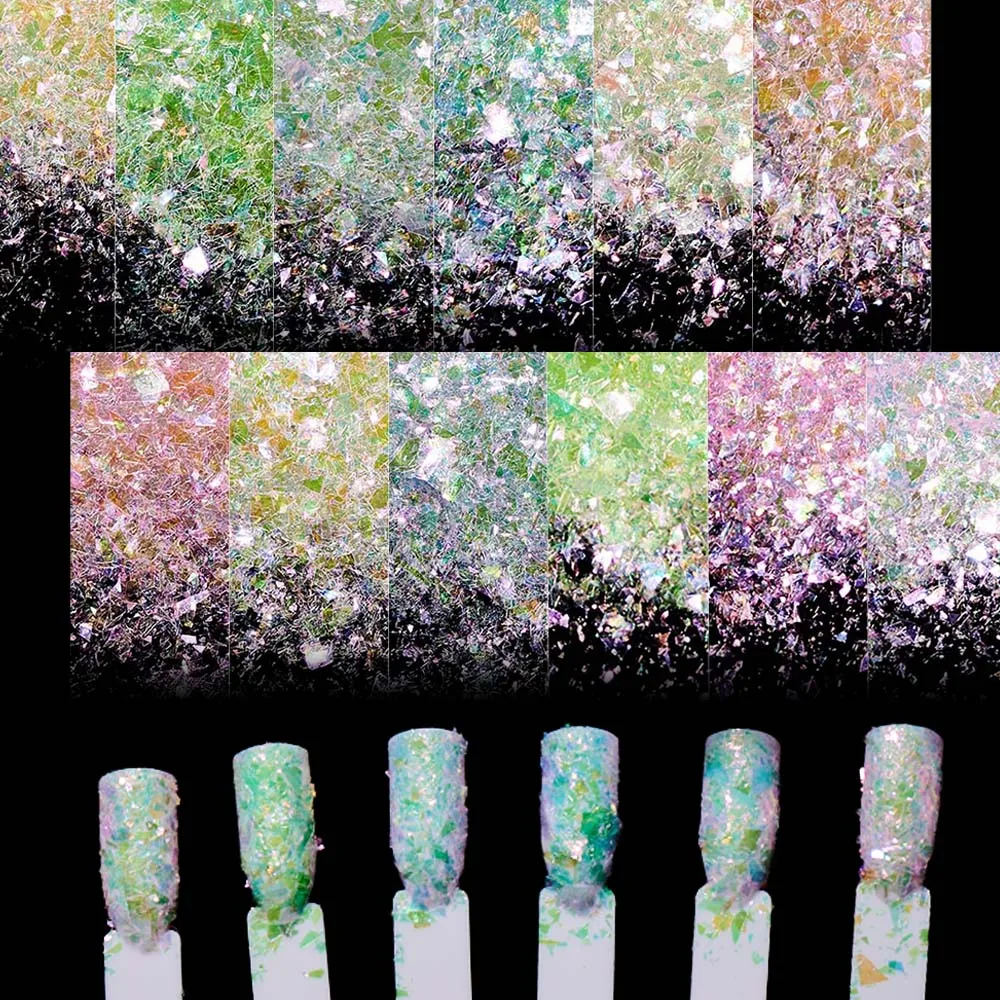 50 gr/beutel unregelmäßiges Flocken glitter fragment Bonbon abdeckung zerbrochenes Plastik glas papier golden-symphoney blenden Nagel glitter flocke # md191