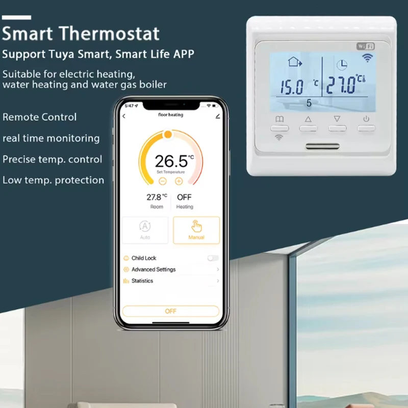 

WiFi/NO WiFi floor heating programmable thermostat 220V 16A/3A Household floor heating thermostat APP remote control,Christmas