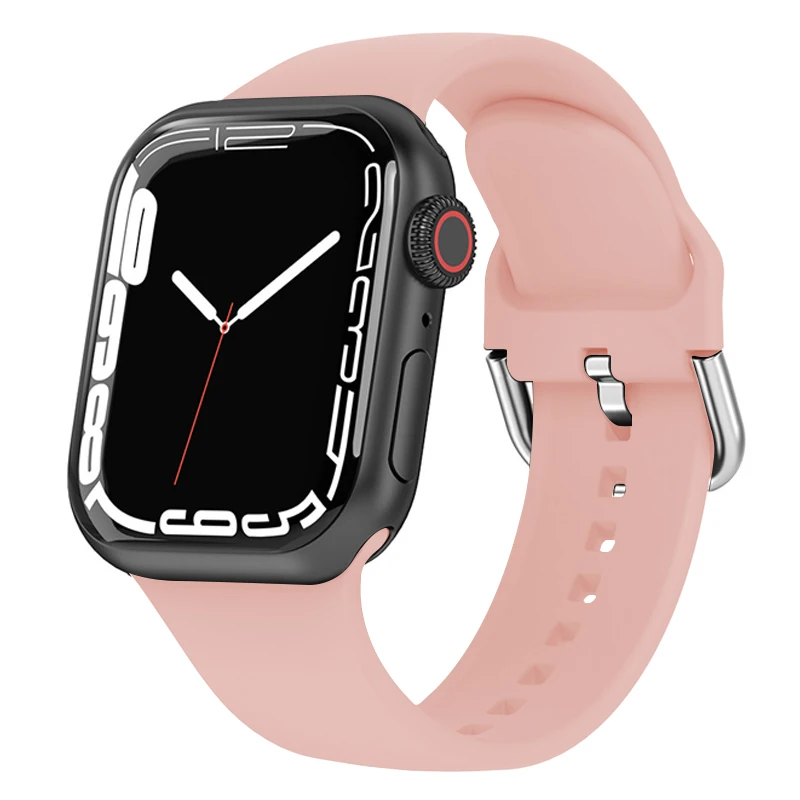 Silicone strap for apple watch band 44mm 45mm 42mm 40mm 41mm 46mm Sport bracelet for iwatch Series 10 9 8 7 se 6 5 4 ultra 49mm