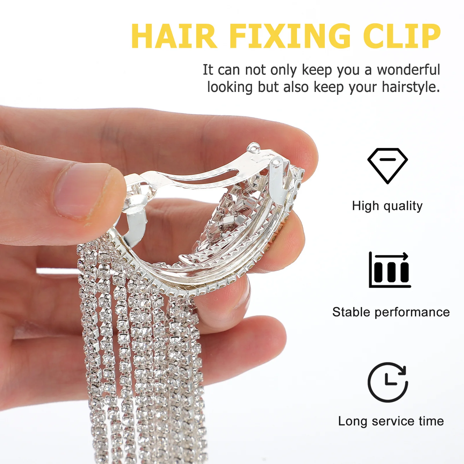 

Long Rhinestone Tassel Hair Accessories Women Ponytail Holder Stylish Decorative Headdress Gift Women Hair Clip