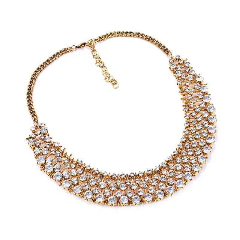 ZA Statement Large Crystal Collar Necklace Women Fashion Ethnic Vintage Big Choker Necklace Jewelry Woman