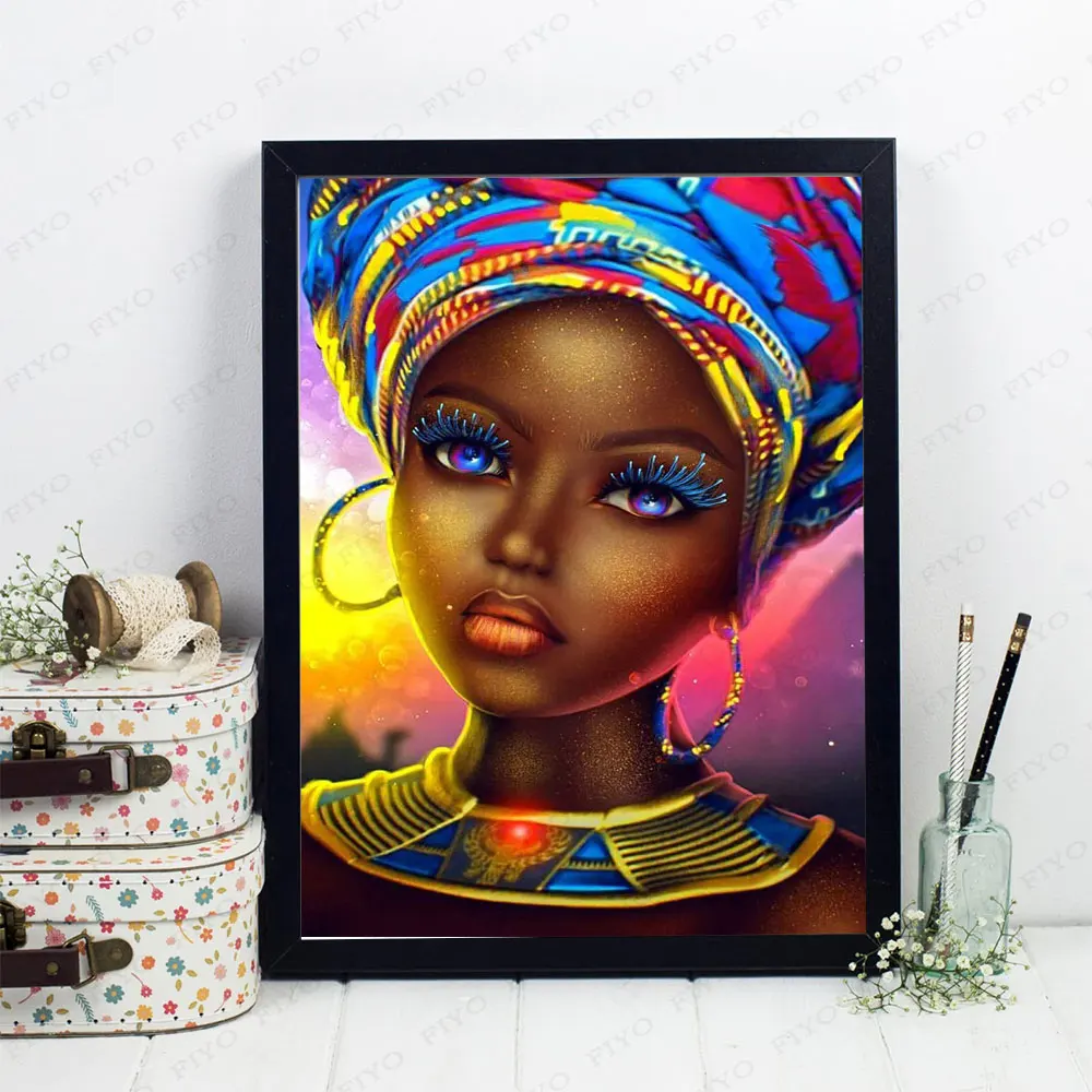 Diamond Painting Portrait Sale Girl Portrait Full Diamond Mosaic Kit African Women Picture Of Rhinestones Home Decor Wall Art