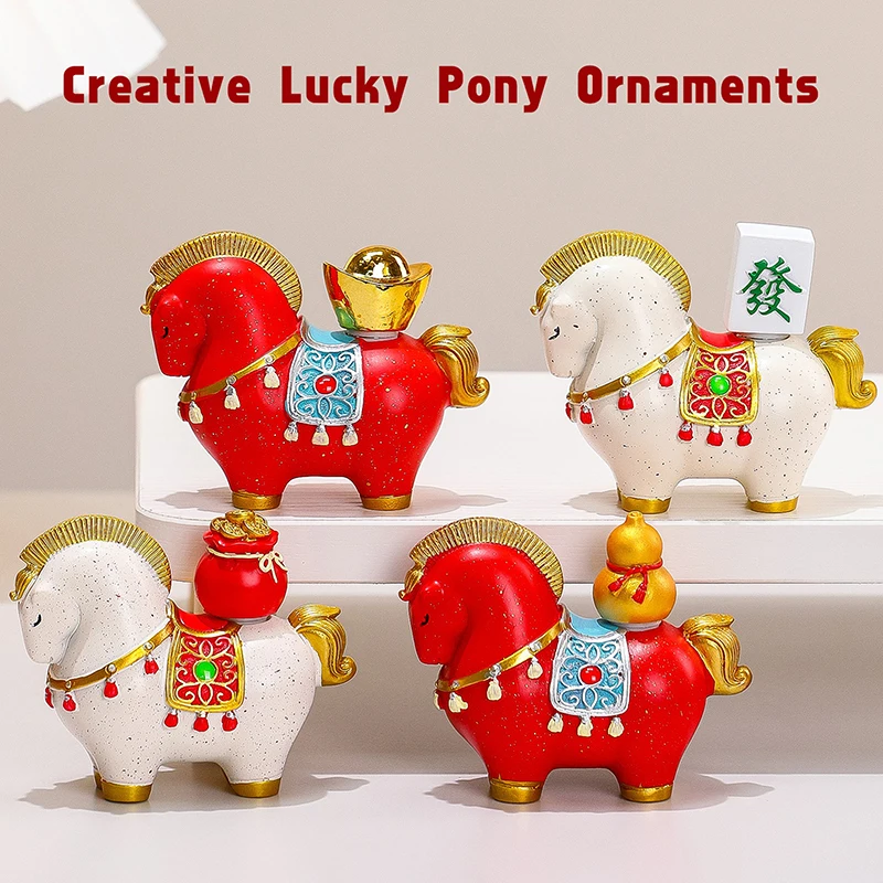 Bolsa de la suerte con parte trasera de caballo del zodiaco, transferencia creativa, lingote que se puede girar, regalos tradicionales chinos, decoración de escritorio para el hogar y la Oficina, 1 ud.