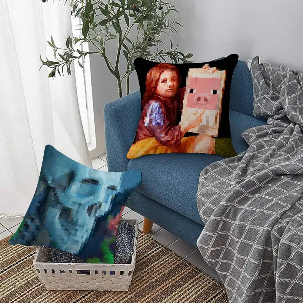Classic Block Pixel Game Pillow Anime Pillow Sofa Bed Head P