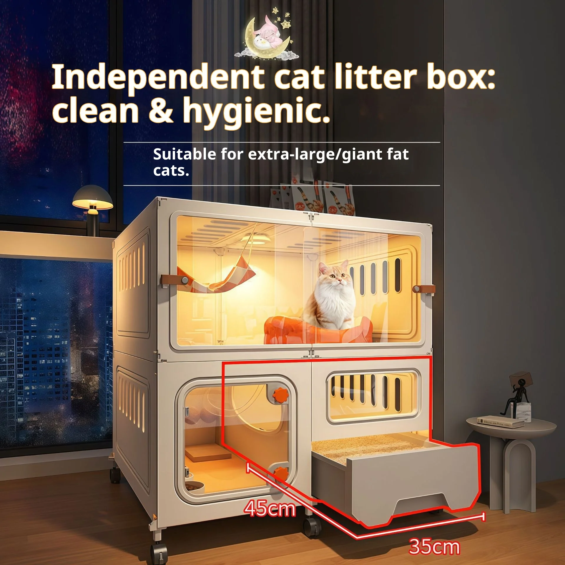 Cat Villa With Toilet Drawer Integrated Featuring Extra Large Indoor Free Space A Home For Cats With One Bedroom