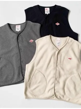 

Double-Sided Fleece Vest Women's Loose Warmth 4-Button Cotton Blend Outerwear Short Length round Neck Style