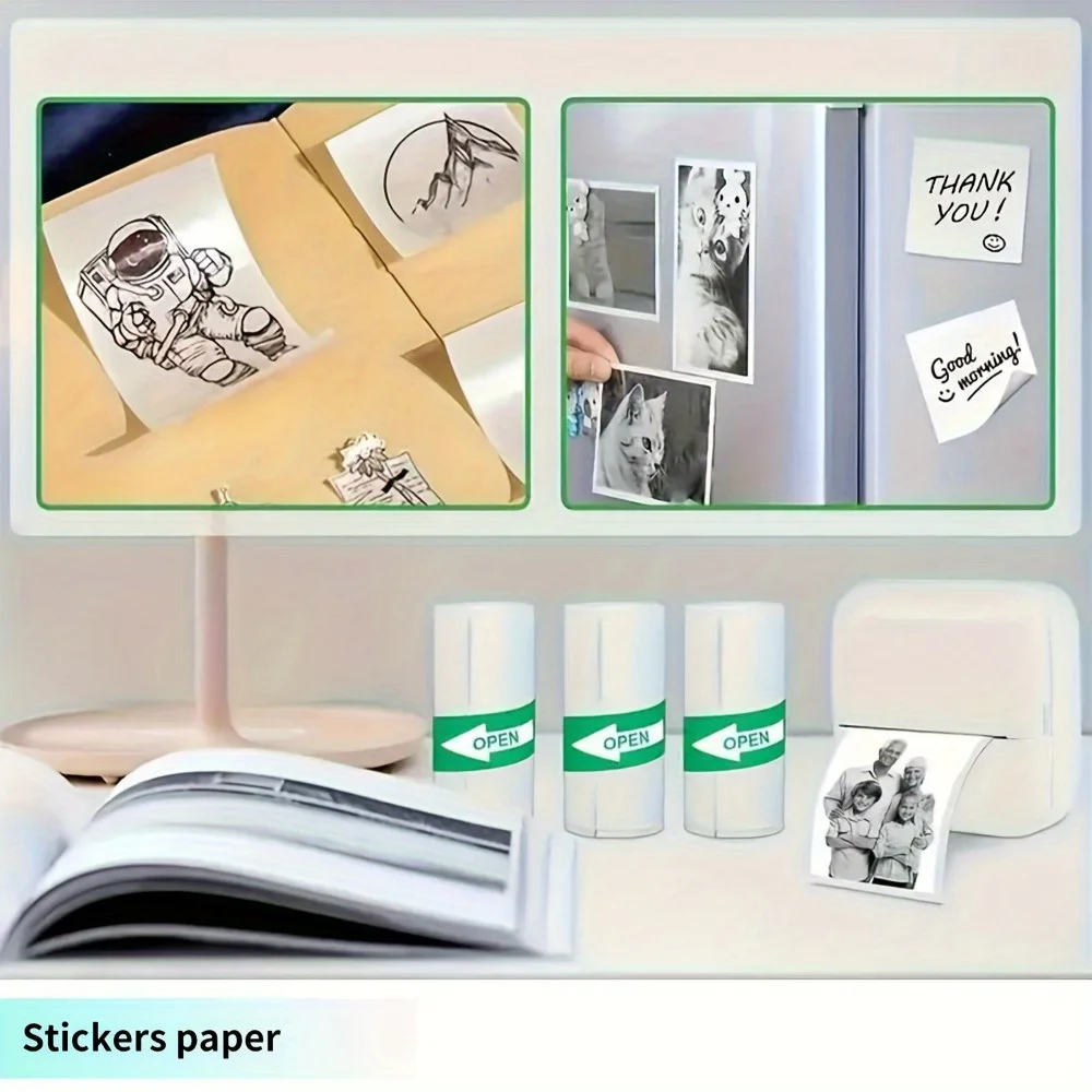 2/4/8 Rolls Transparent Sticker Paper for Portable Mini Printers Universal for DIY/Journaling/Blogging Christmas Cards Projects