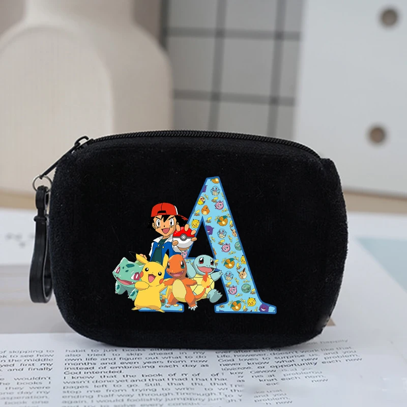Anime Pikachu Letter A-Z Kids Coin Purse Pokemons Cartoon Mini Coin Bags Girl Boy Portable Zipper Small Wallet Pocket Key Pouch - view 2