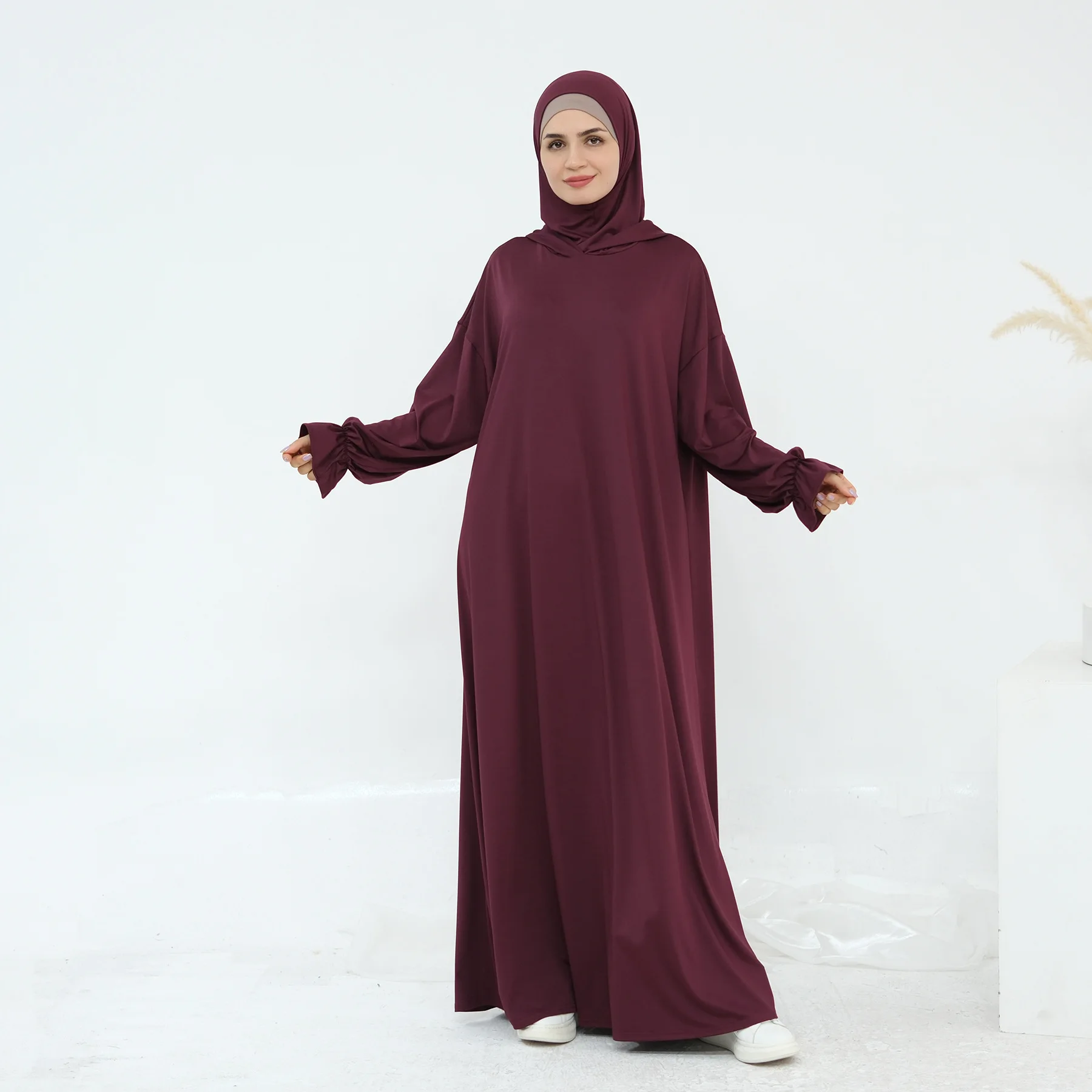 

Eid Muslim Dress for Women Hooded Abaya Dubai Ramadan Jilbab Prayer Dresses Vestido Kaftan Ramadan Islam Clothes Arab Long Robe