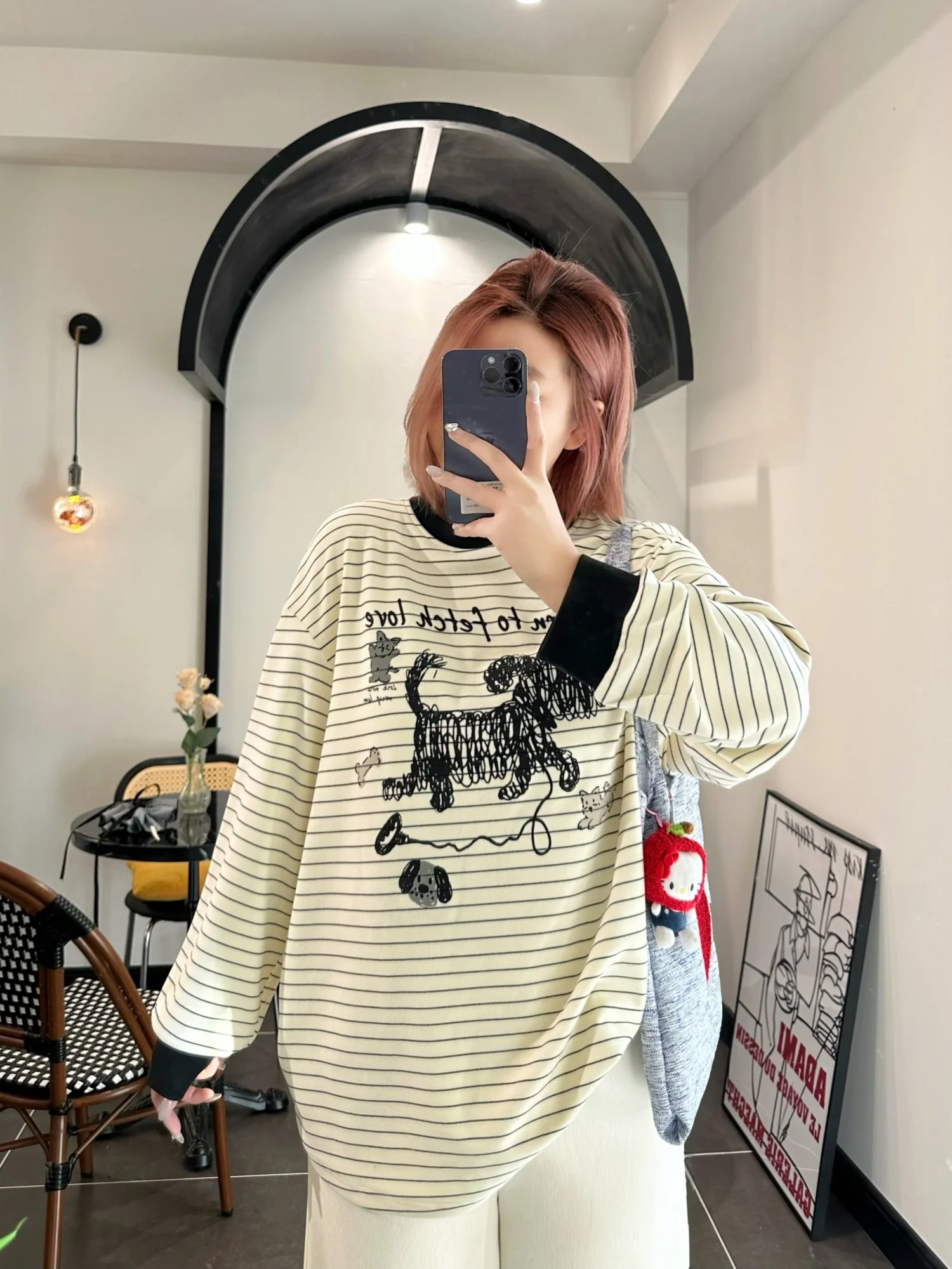 

plus Size Women's Casual Striped Long Sleeve Base Layer Top Thick Big Code Korean Style Fashionable Bottoming T-shirt