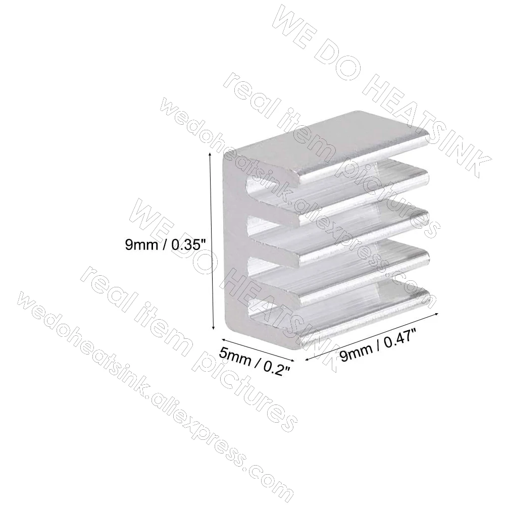 9x9x5mm Silver Cooler Aluminum Heatsink With pre Applied Thermal Conductive Adhesive Tape For A4988 Stepper Motor Driver Module