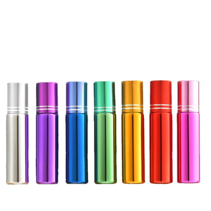 100pcs 10ml UV Glass Roll on Bottles for Perfumes Aromatherapy Essential Oils Lip Balm Liquid Travel Cosmetic Container Bottle