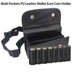 New With 8 Slots PU Leather Purse Waist Wallet Euro Coin Dispenser Collector For Driver Waiter Casher Multi Pockets Fanny Pack