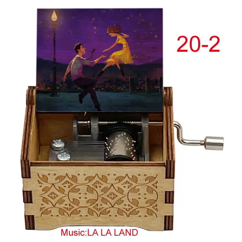Movie La La Land Music Box Antique Laser Carved Wooden Musical Case City of Stars Melody Cute Christmas Birthday Gift