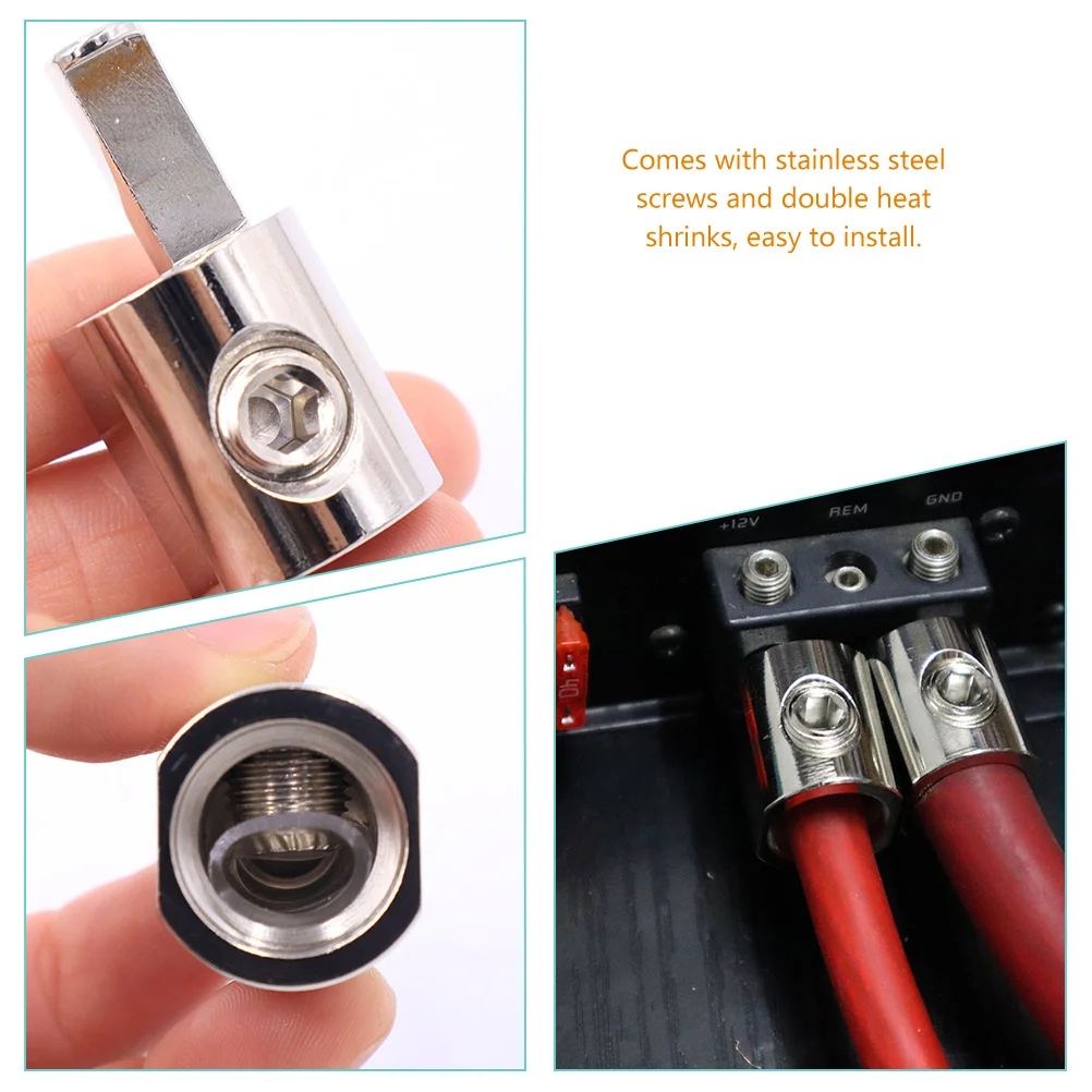 Gauge Input Adapter 1/0 to 4 Wire Reducer Car Audio Power Nickel Plated Accessories Connectors