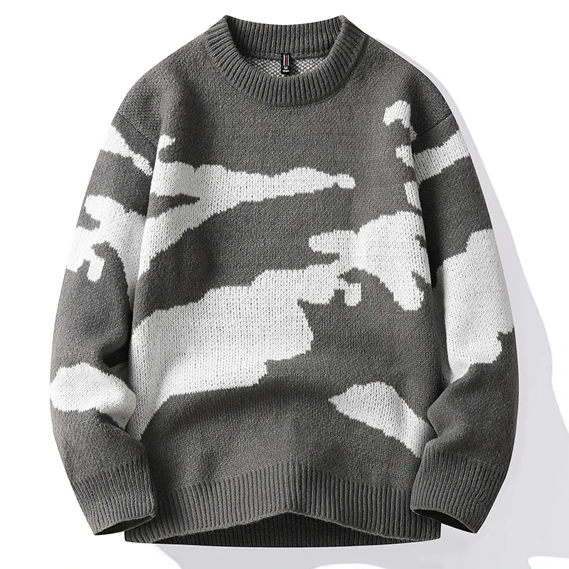 2023 Herbst Männer lässig Pullover Wolken muster niedlichen Paar Pullover Rundhals ausschnitt Langarm männlich Strick pullover Harajuku Pullover