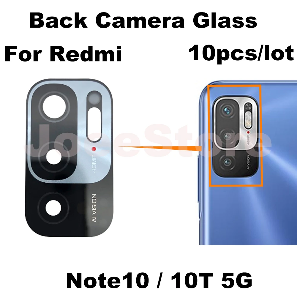 10pcs Back Camera Glass Lens For Xiaomi Redmi Note 10 10S 11 11T 8 9 Pro 5G Rear Camera Glass With Adhesive Sticker Repair Parts