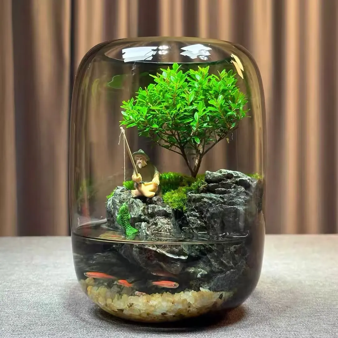 Micro-landscape Glass Jar  Micro Landscape Moss Bryophyte Glass Vase DIY Mini Fairy Garden Moss Bonsai Display Plant Container