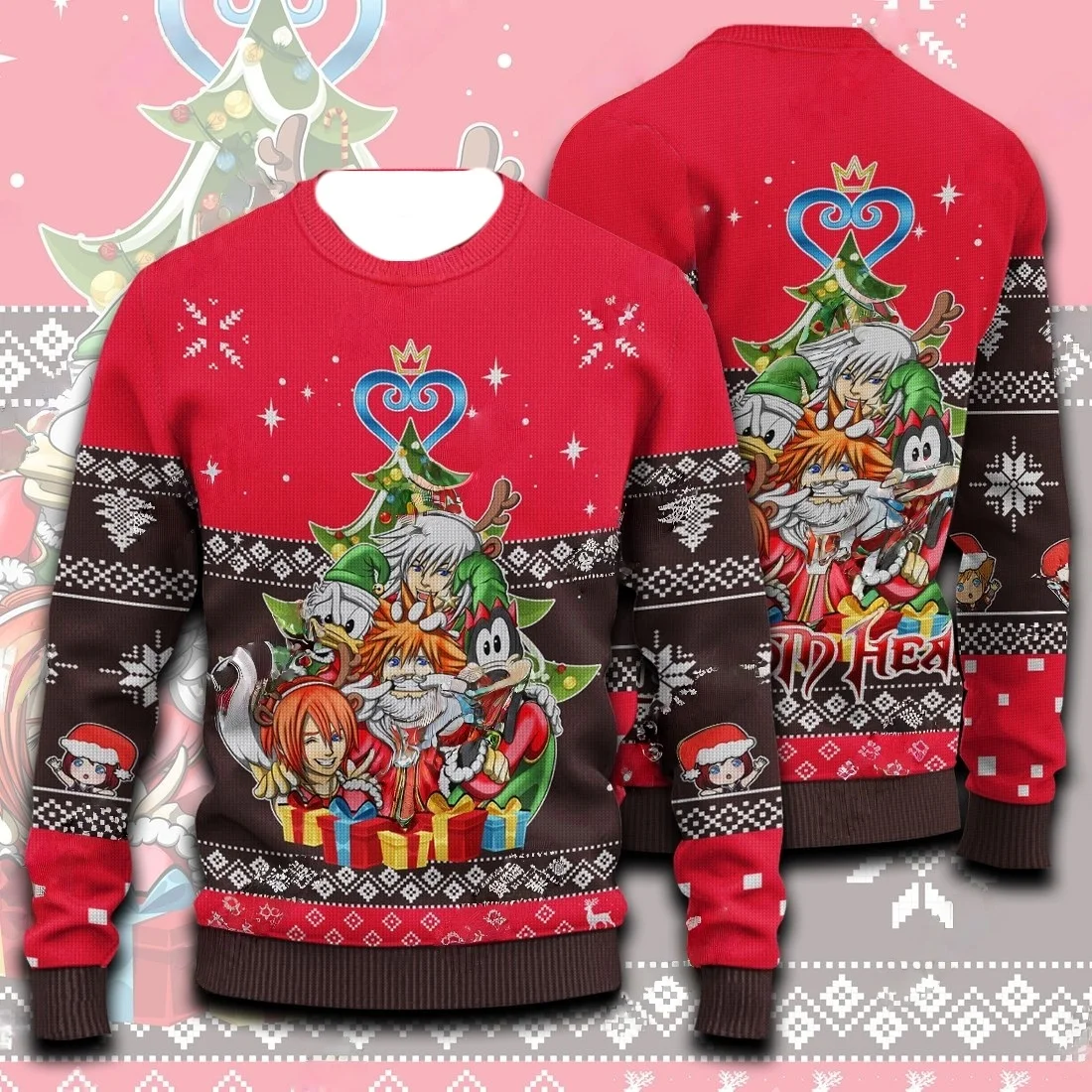 เสื้อฮู้ดลายอนิเมะ Kingdom Hearts สุดฮิต รุ่นใหม่ สำหรับครอบครัว ใส่ในงานปาร์ตี้คริสต์มาส ไซส์ใหญ่พิเศษสำหรับผู้ใหญ่ เสื้อฤดูใบไม้ร่วง/ฤดูหนาว