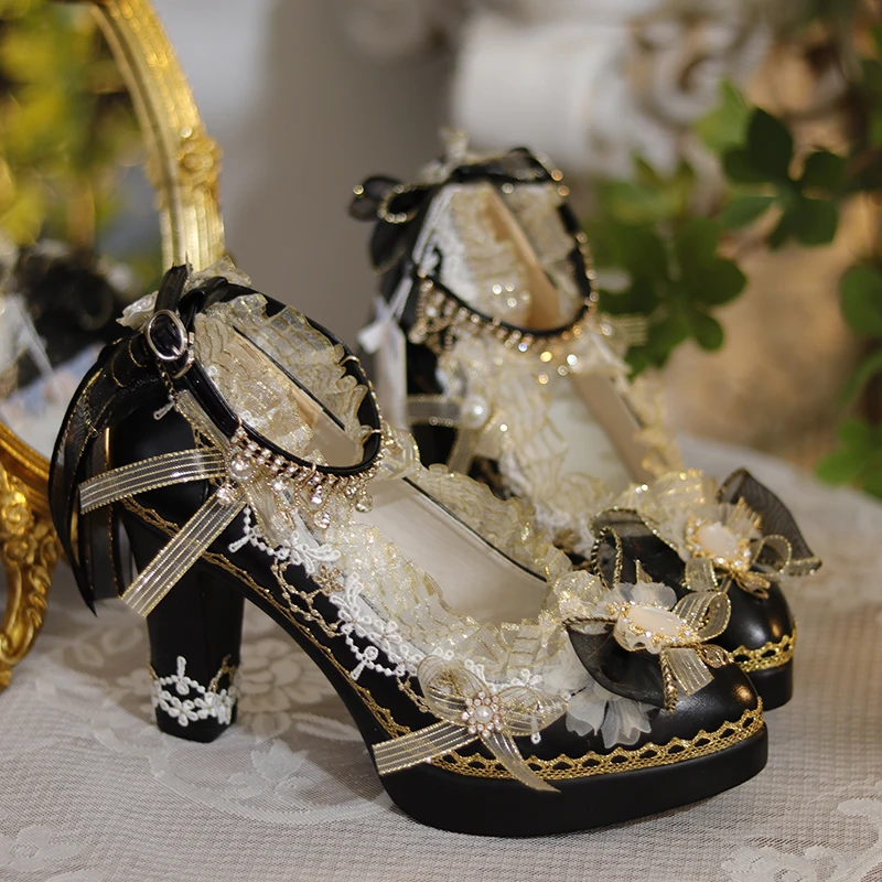 Lolita Flower Wedding High Heel Loli Shoes Sweet Heavy Industry Original Adult Gift Gorgeous Thick Heel Loli Shoes