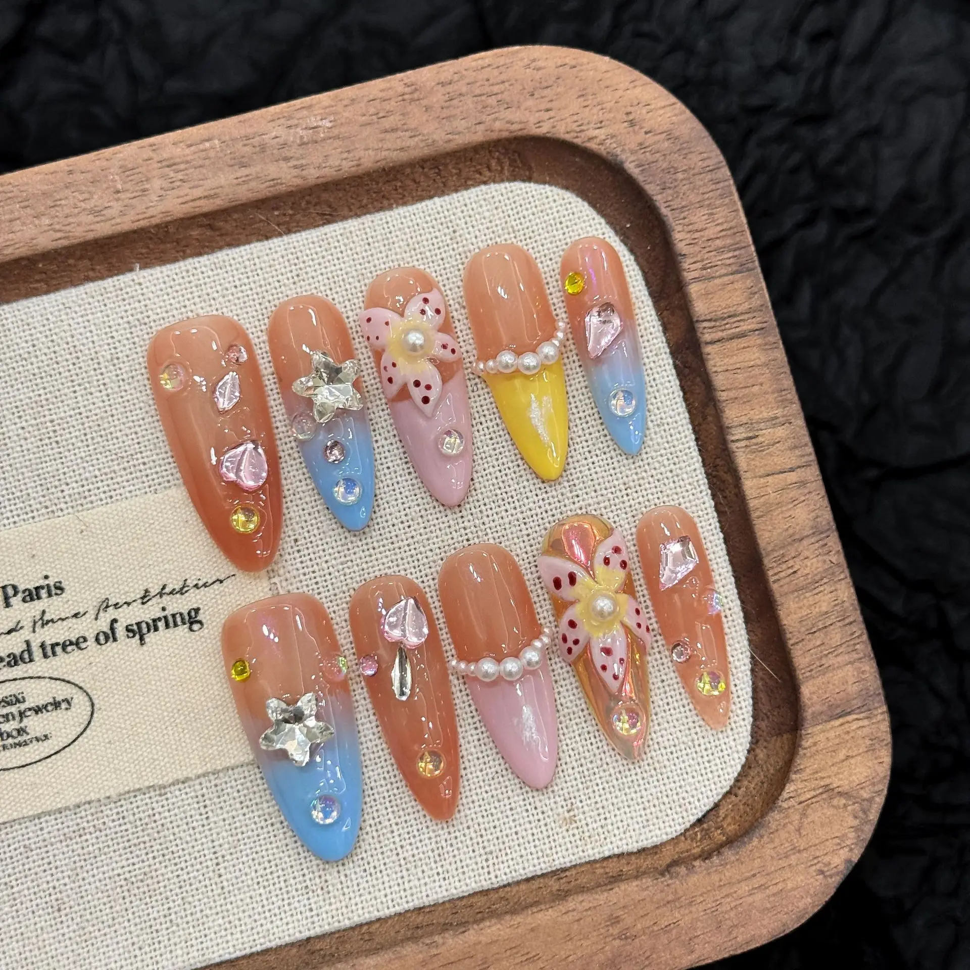 10 stuks handgemaakte manicure nagelcollectie zo mooi het is oneerlijk met 4-DUKS gereedschap supersterke nagellijmlipjes