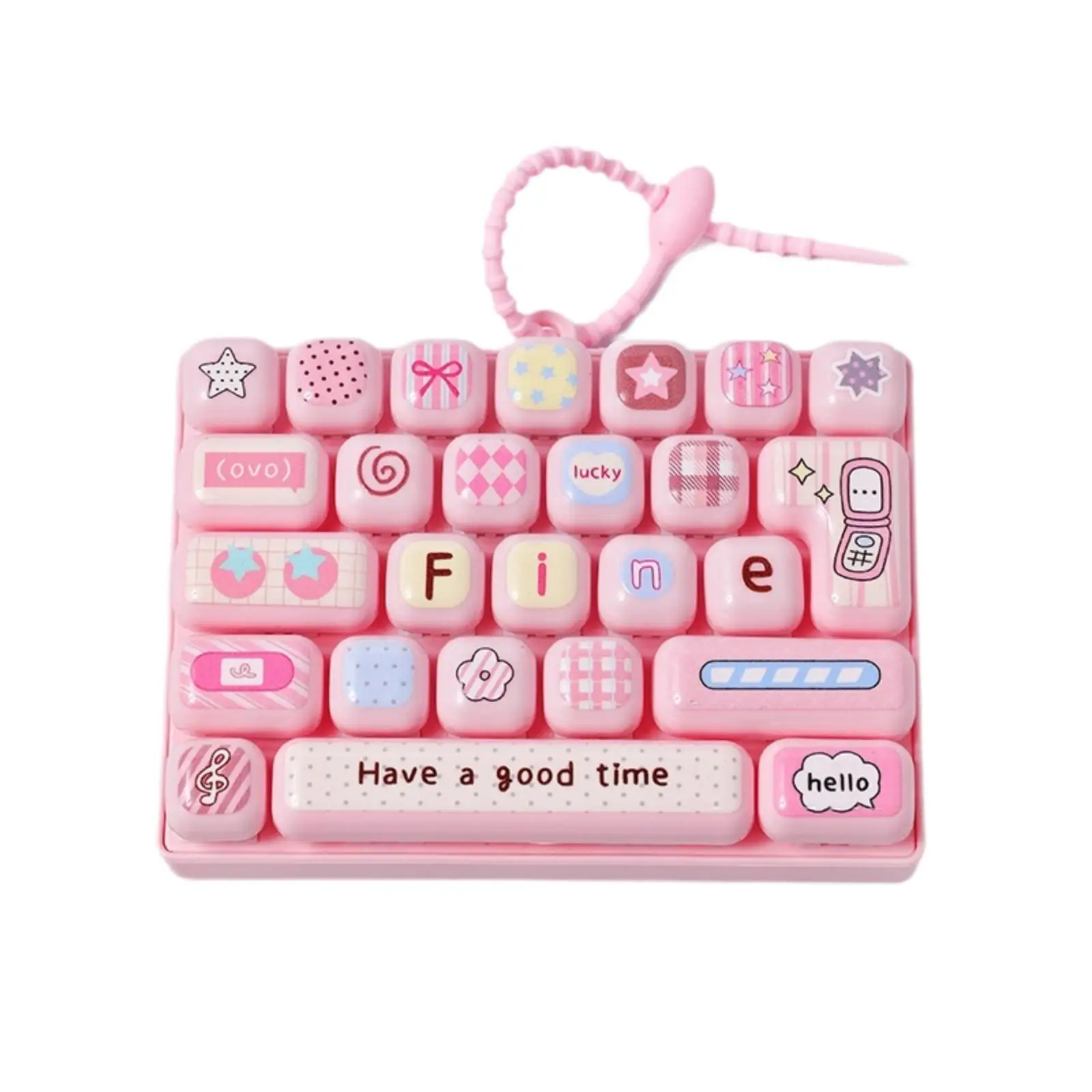 Novelty Keyboard Keychain Pendant for Kids Backpack Purse Retro Silicone ABS Cute Touch Responsive Bag Charm Gift