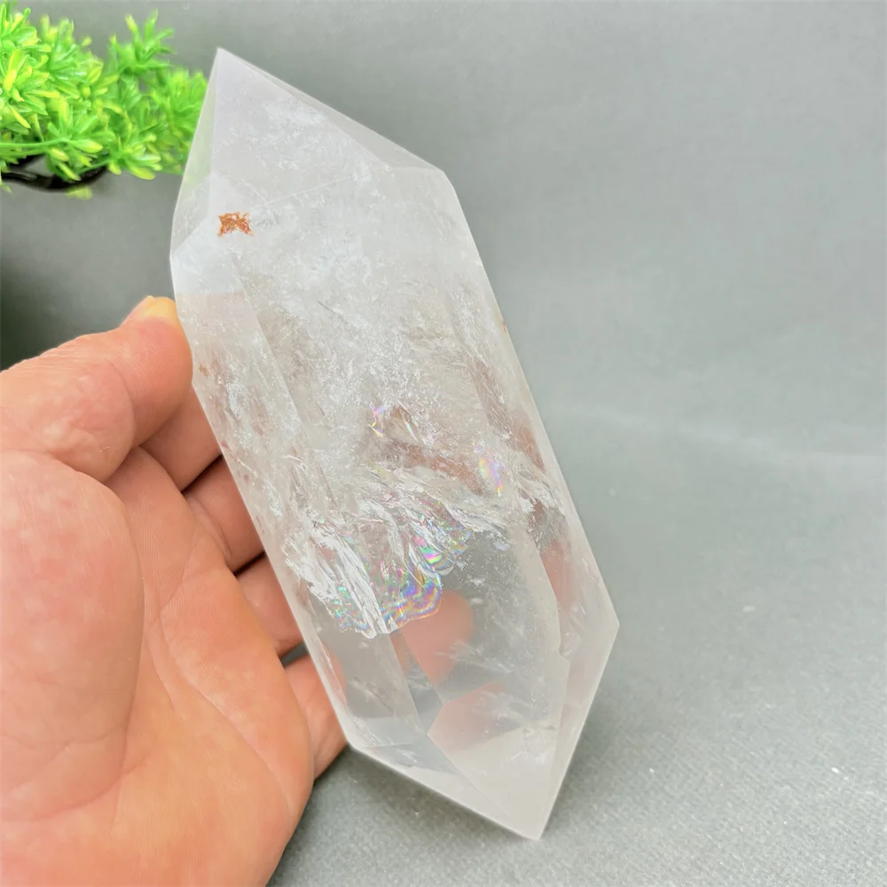 Natural White Crystal Double Pointed Hexagonal Feng Shui Wand Healing Stone Exquisite Home Decor And Craft