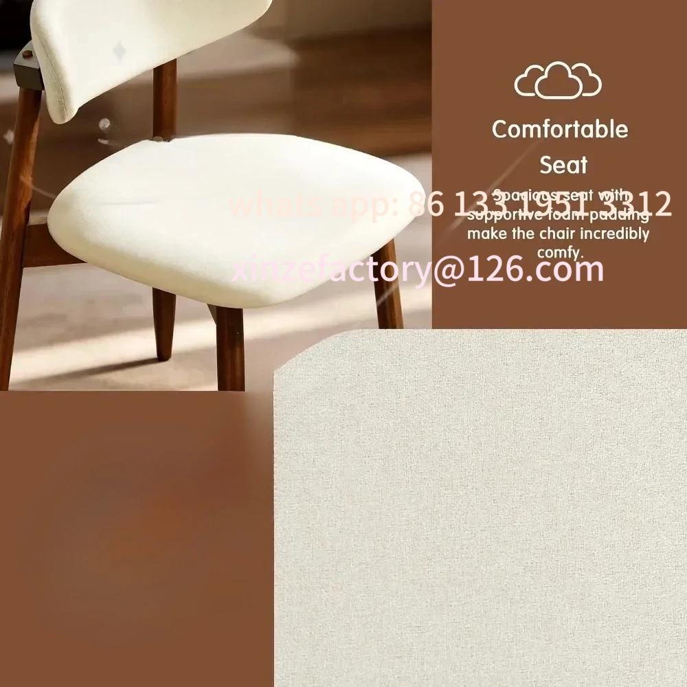 مجموعة كراسي طعام قابلة للتخصيص مكونة من 4 قطع، كراسي غرفة طعام خشبية منجدة، كرسي مطبخ من القماش الحديث لمنتصف القرن